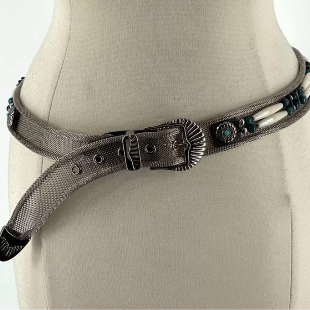 Vintage Metal Mesh Belt w/ Beads Adjustable